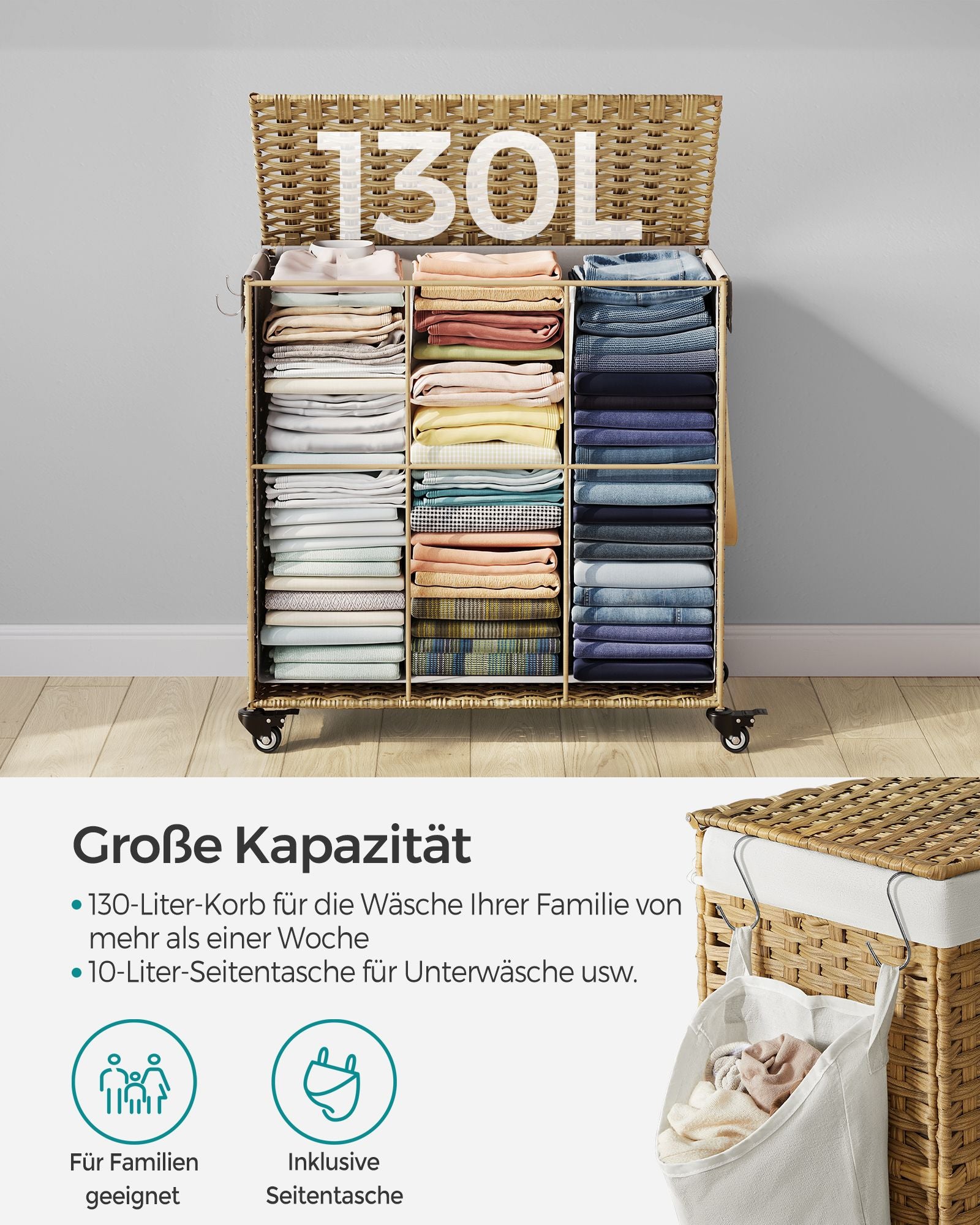 Kosz na pranie, goose yellow, 66 cm