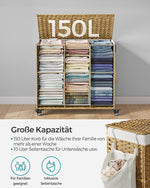 Kosz na bieliznę z pokrywą i 3 przegródkami 140 l