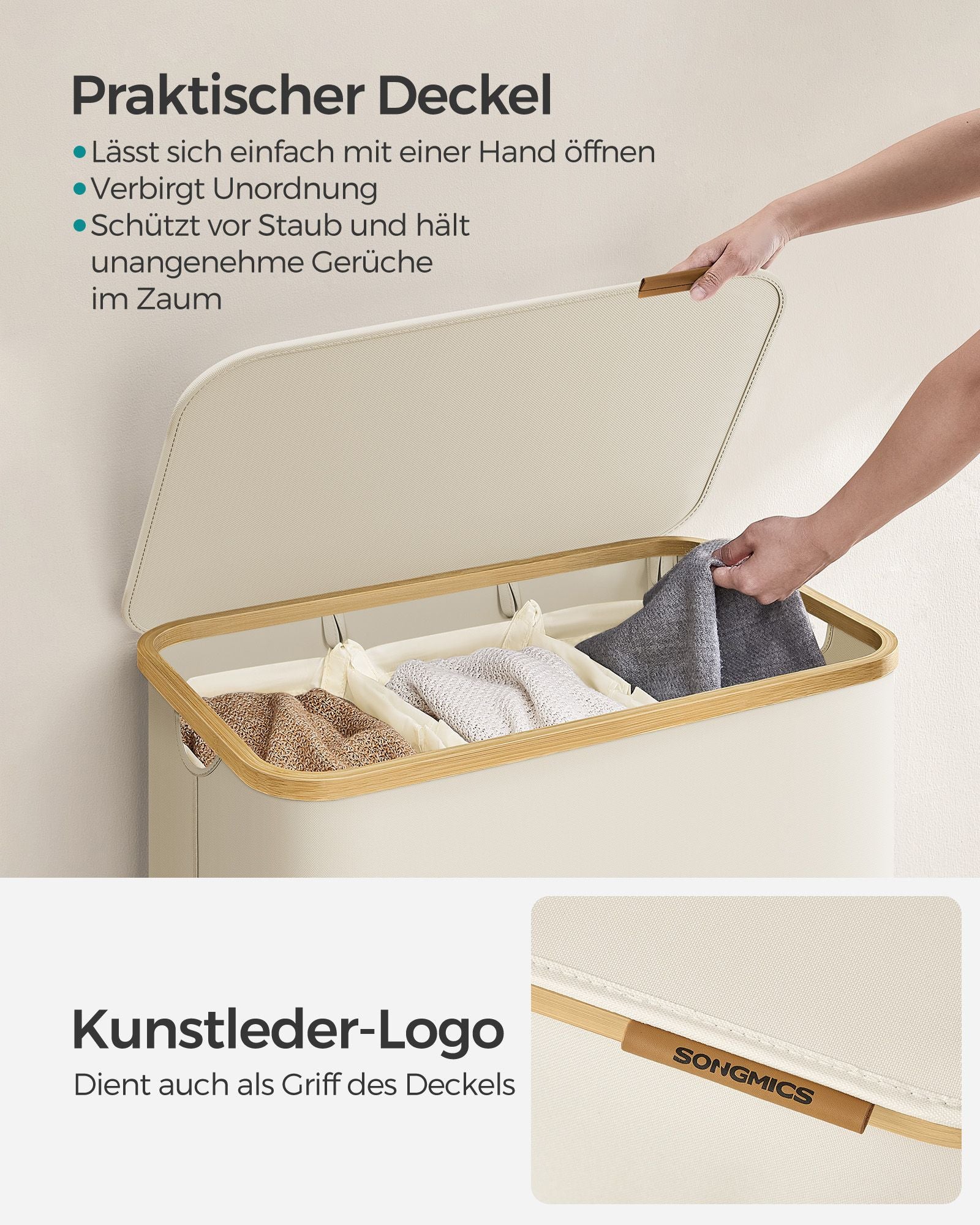 Kosz na pranie, cream white, 60 cm