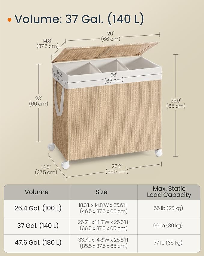 Kosz na pranie, khaki, 66,5 cm