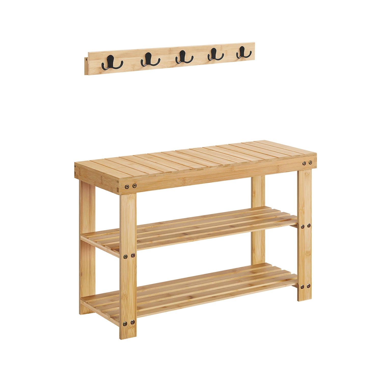 Ławka na buty, light bamboo, 70 cm