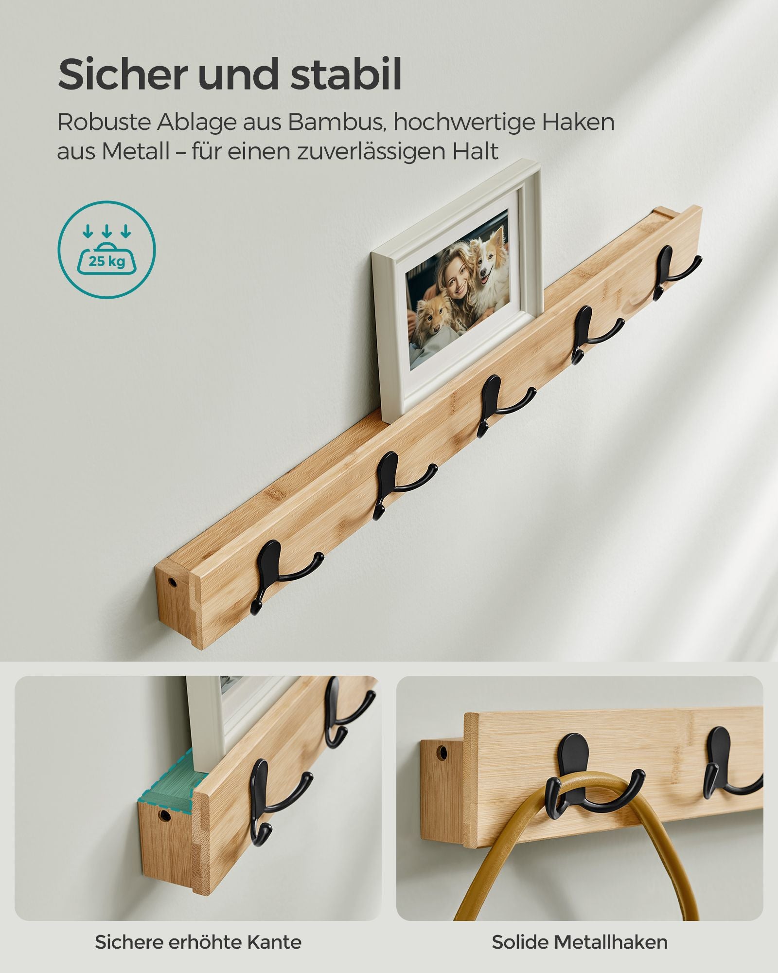 Ławka na buty, light bamboo, 70 cm