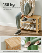 Ławka na buty, light bamboo, 70 cm