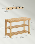 Ławka na buty, light bamboo, 70 cm