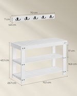 Ławka na buty, cream white, 70 cm