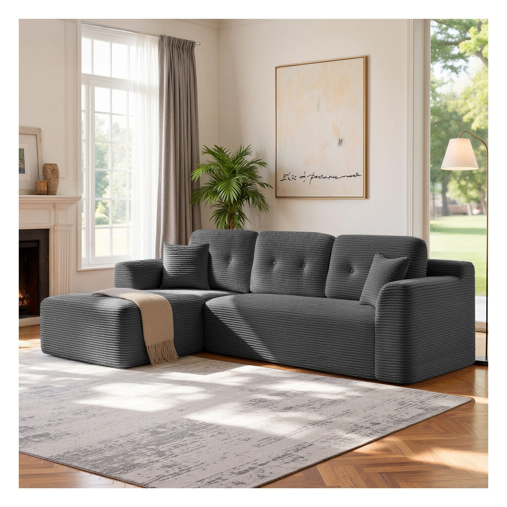 Modułowa sofa narożna 244 cm szara lewa