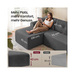 Modułowa sofa narożna 244 cm szara lewa