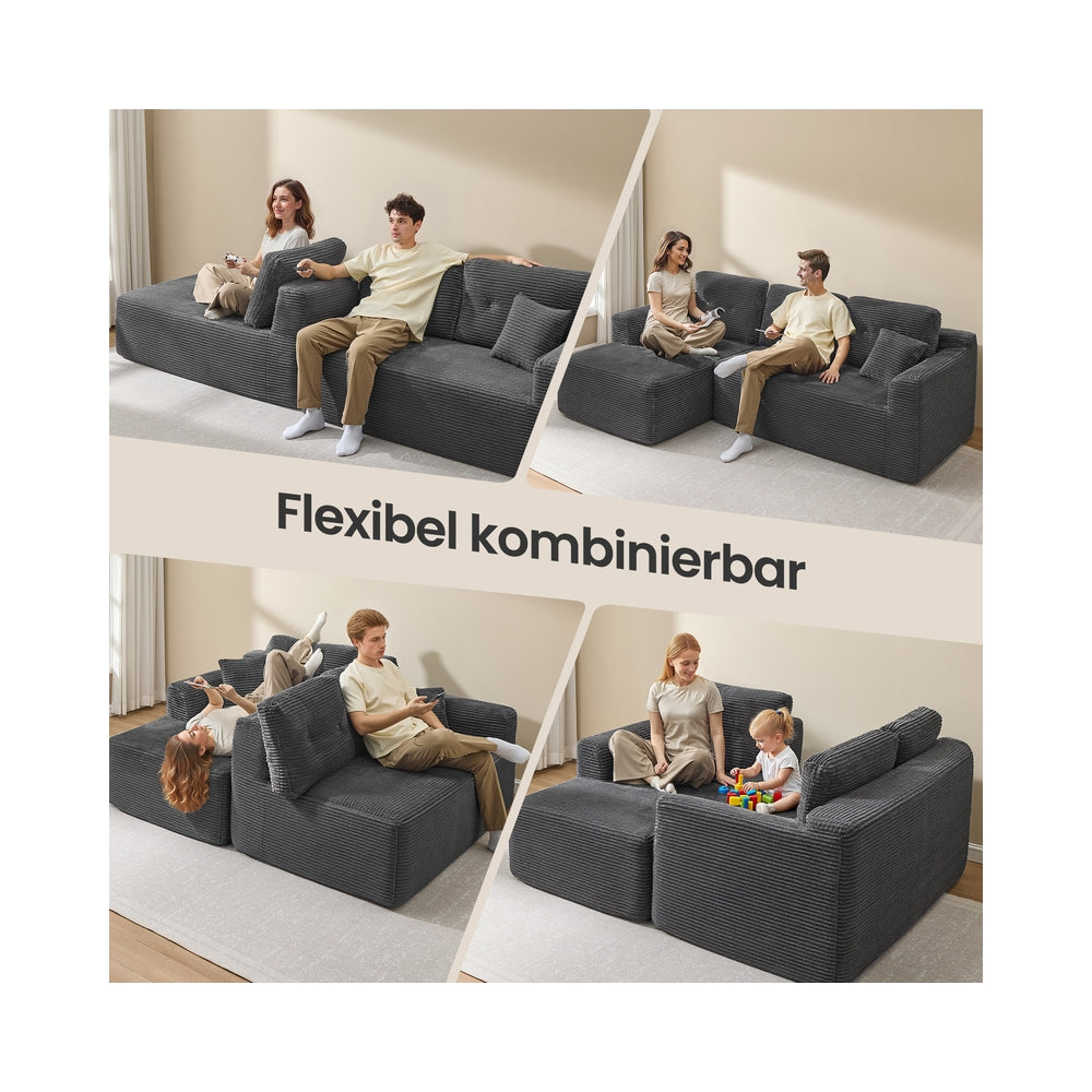 Modułowa sofa narożna 244 cm szara lewa