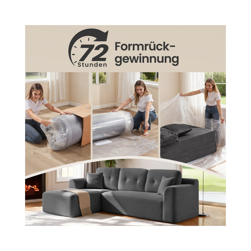 Modułowa sofa narożna 244 cm szara lewa