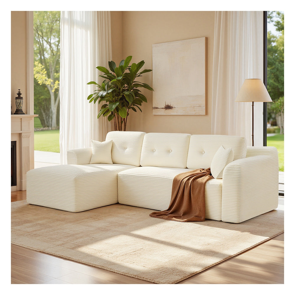 Sofa narożna modułowa 244 cm lewa beżowa