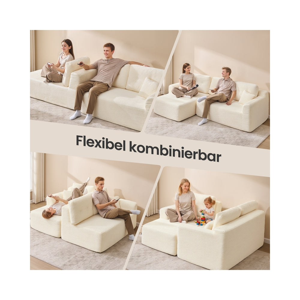 Sofa narożna modułowa 244 cm lewa beżowa