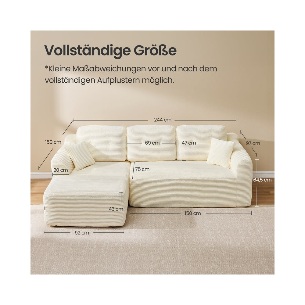 Sofa narożna modułowa 244 cm lewa beżowa