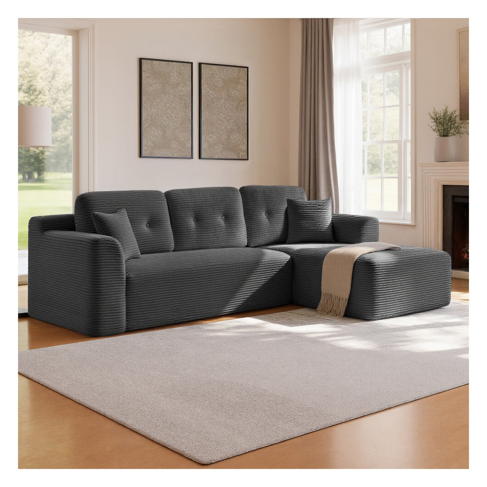 Sofa narożna modułowa 244 cm prawa szara