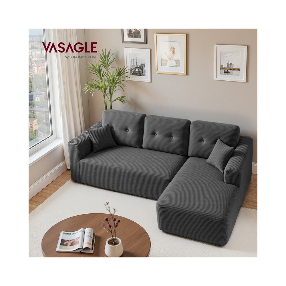 Sofa narożna modułowa 244 cm prawa szara