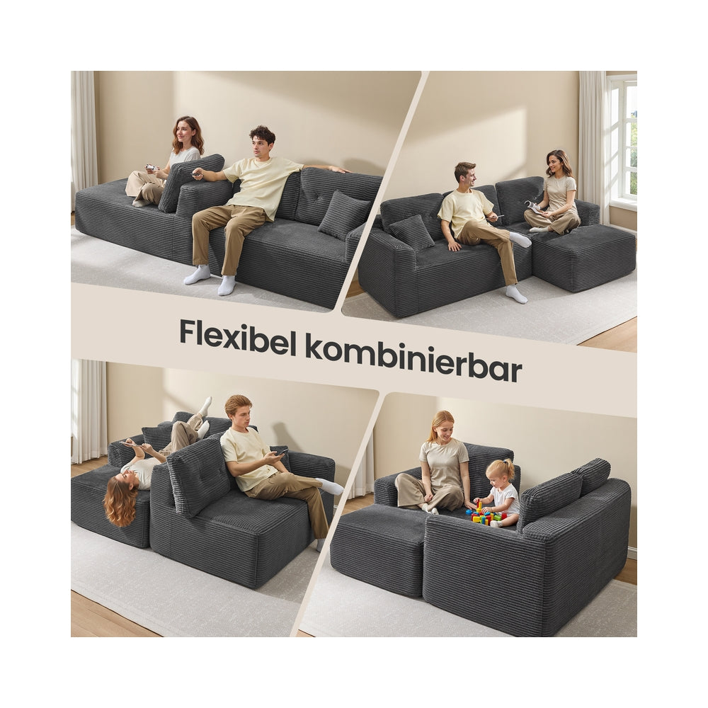 Sofa narożna modułowa 244 cm prawa szara