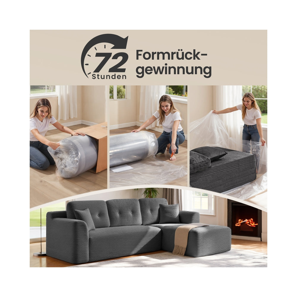 Sofa narożna modułowa 244 cm prawa szara