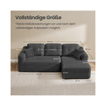 Sofa narożna modułowa 244 cm prawa szara