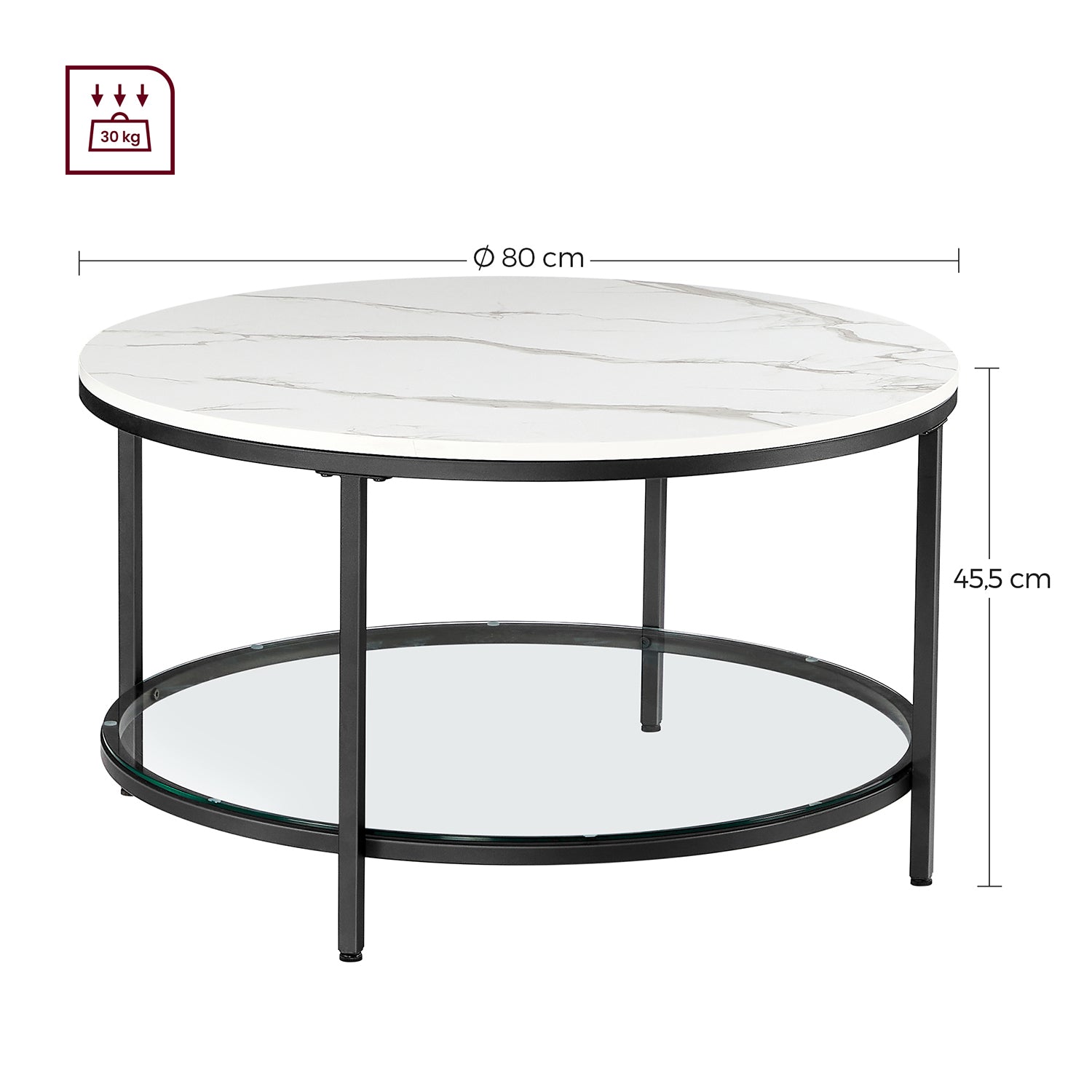 Stolik kawowy, marble white, 80 cm