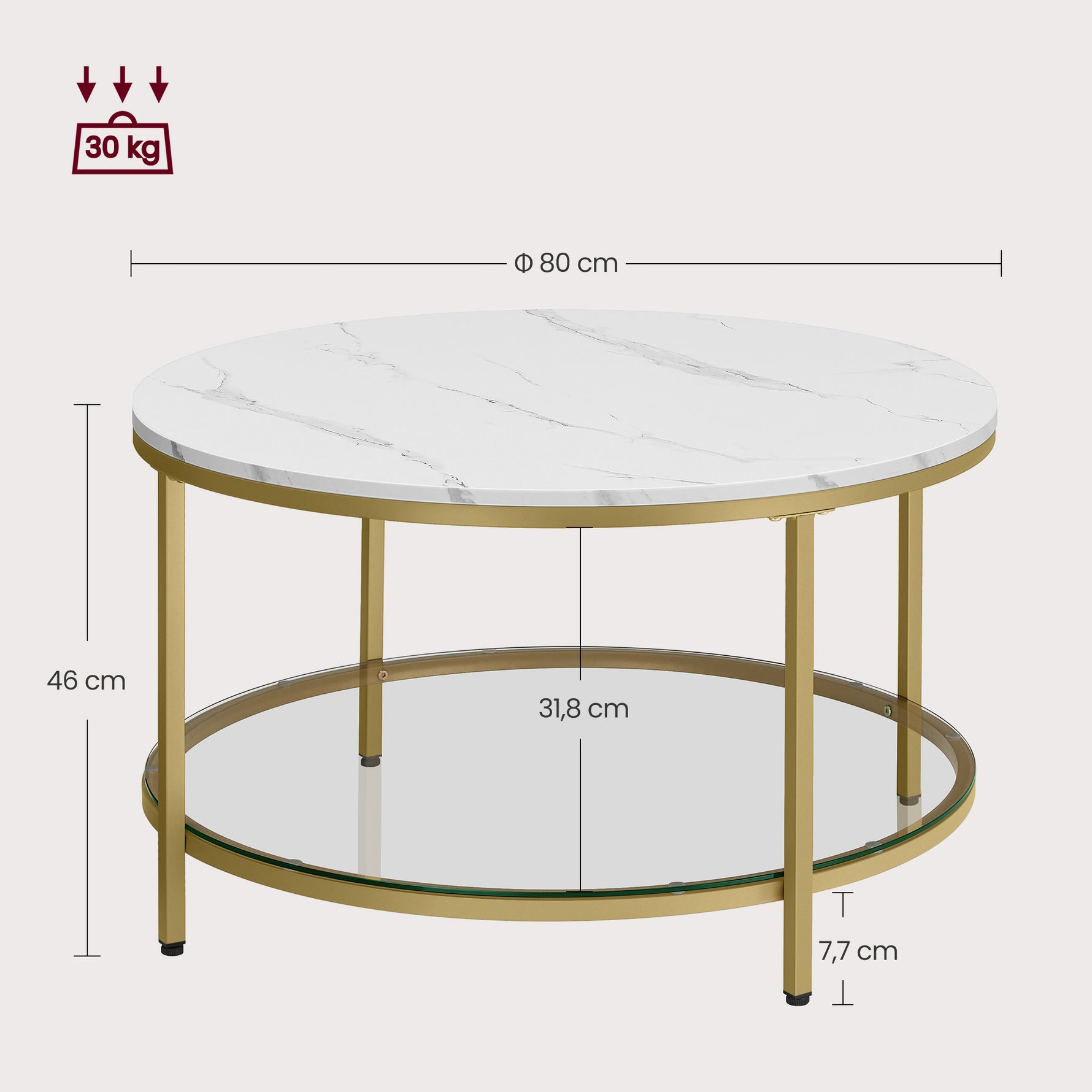 Regał do przechowywania, marble white, 80 cm