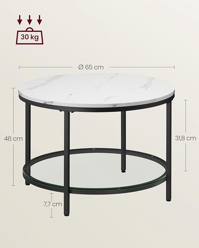 Stolik kawowy, marble white, 65 cm