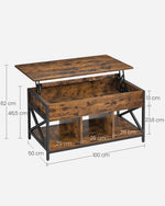 Stolik kawowy regulowany 50x100 cm brązowo-czarny