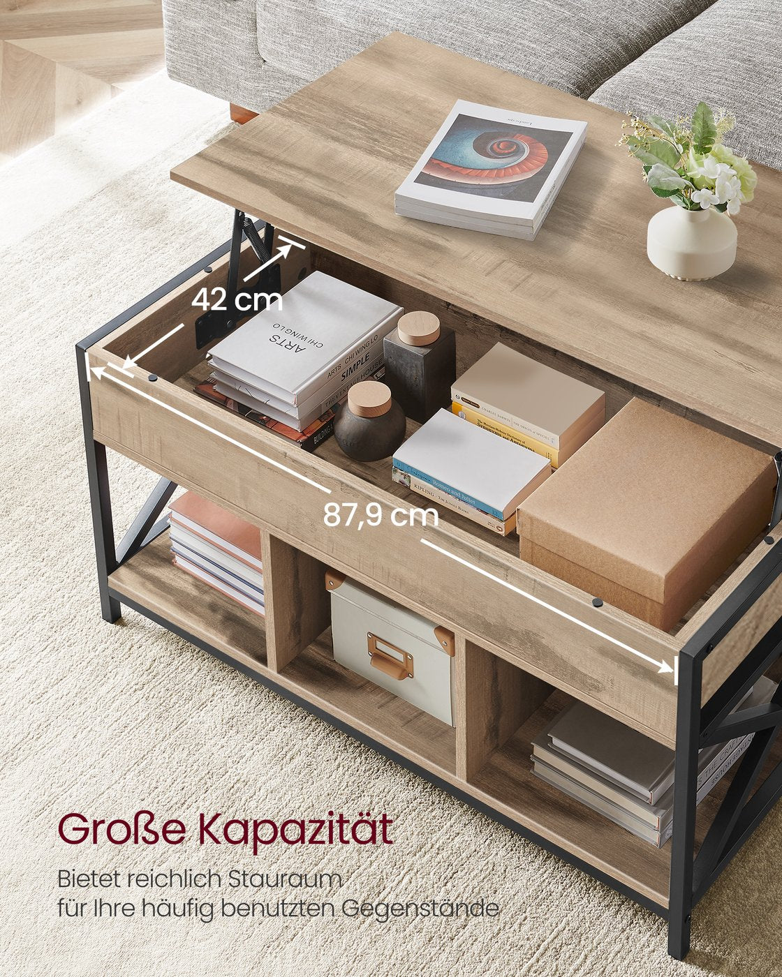 Stolik kawowy z podnoszonym blatem 50x100 cm