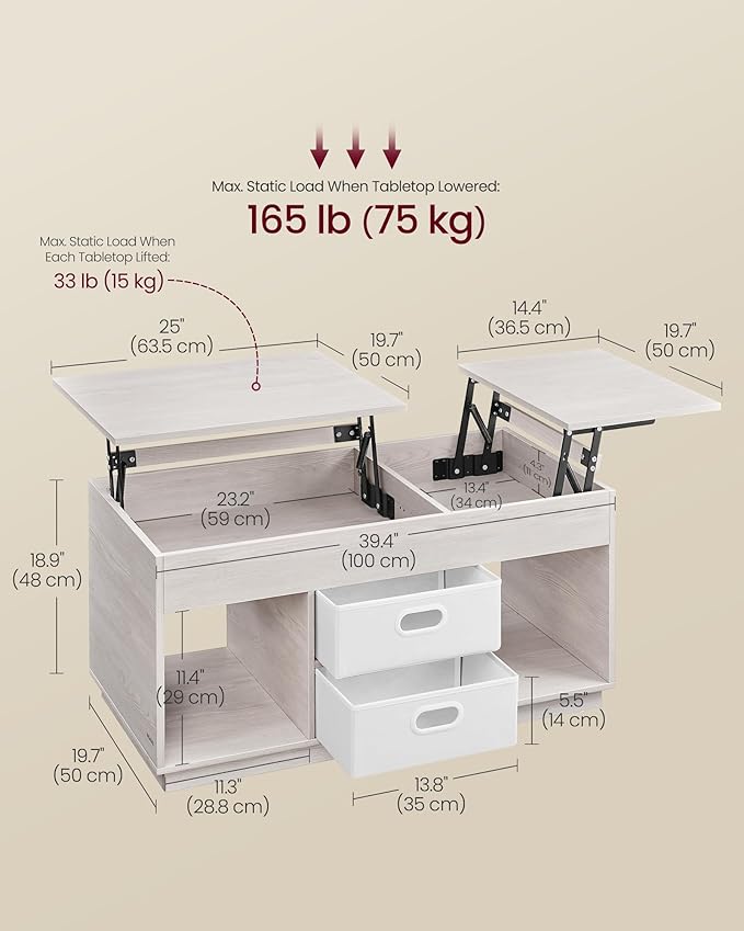 Stolik kawowy, oatmeal beige, 100 cm
