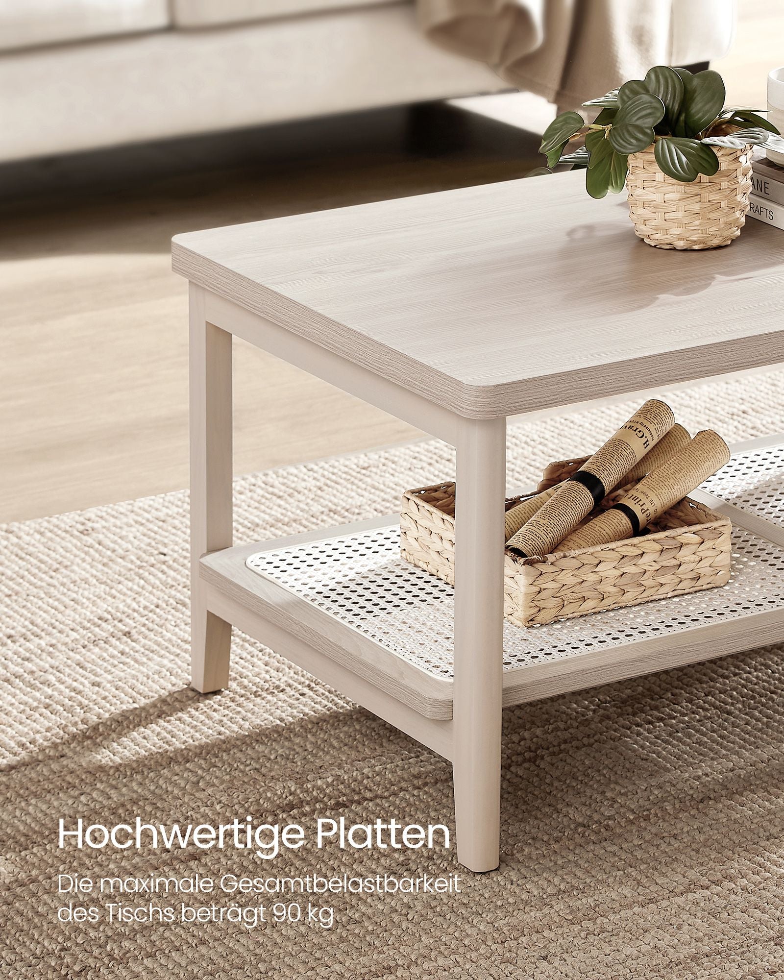 Stolik kawowy, oatmeal beige, 100 cm