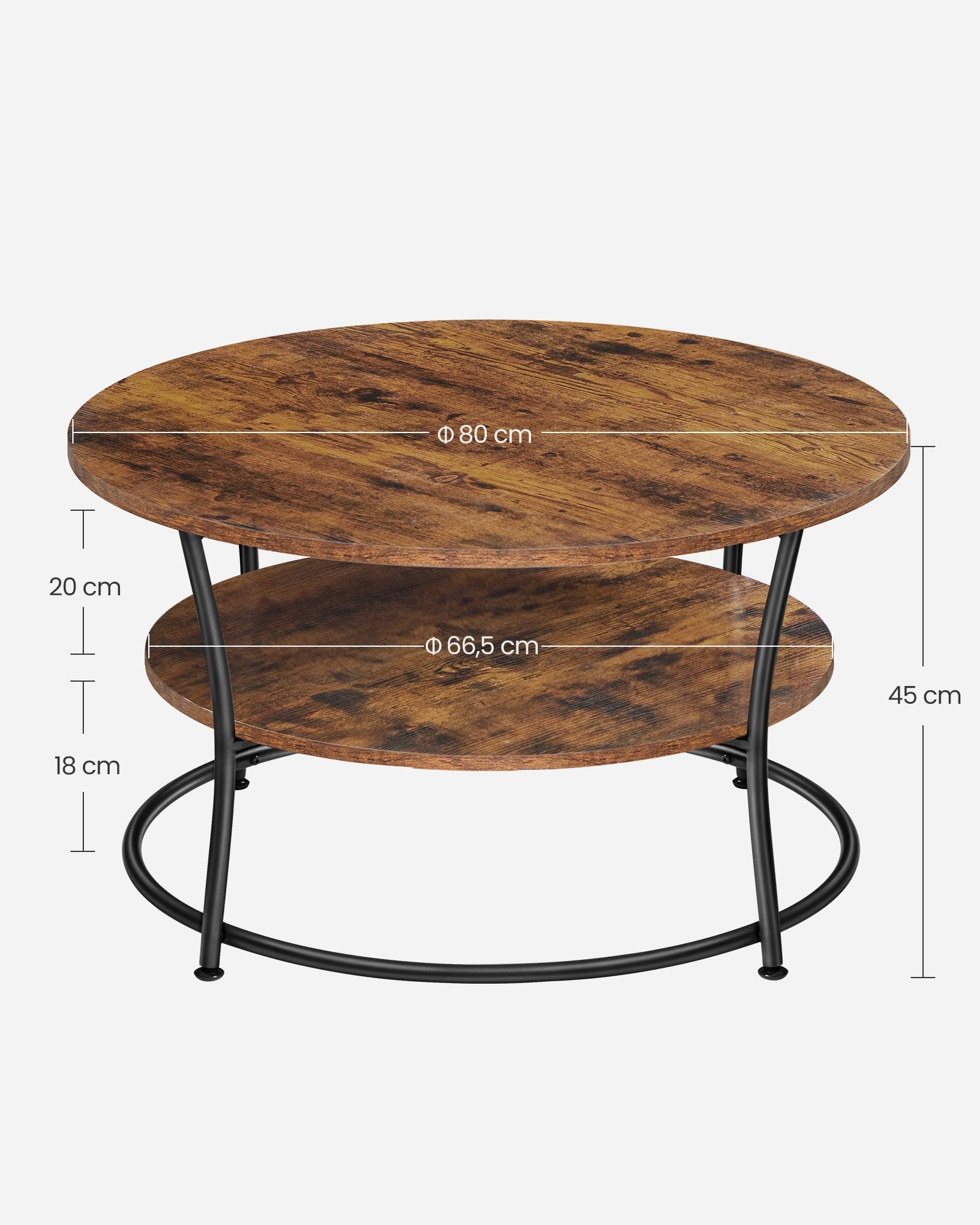 Stolik kawowy, rustykalny brąz, 80 cm