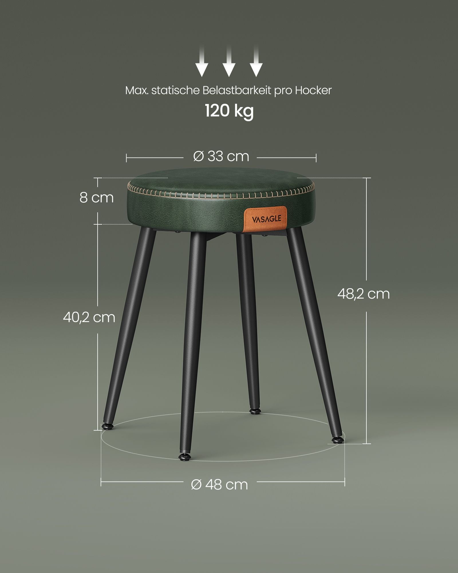 Krzesło do jadalni, zielony, 48 cm