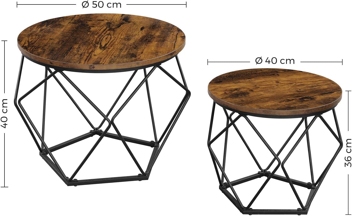 Stolik pomocniczy, rustykalny brąz, 50 cm