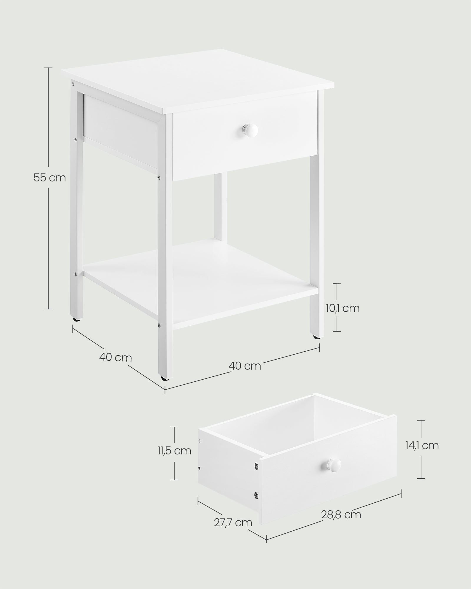 Stolik boczny, biały, 40 cm