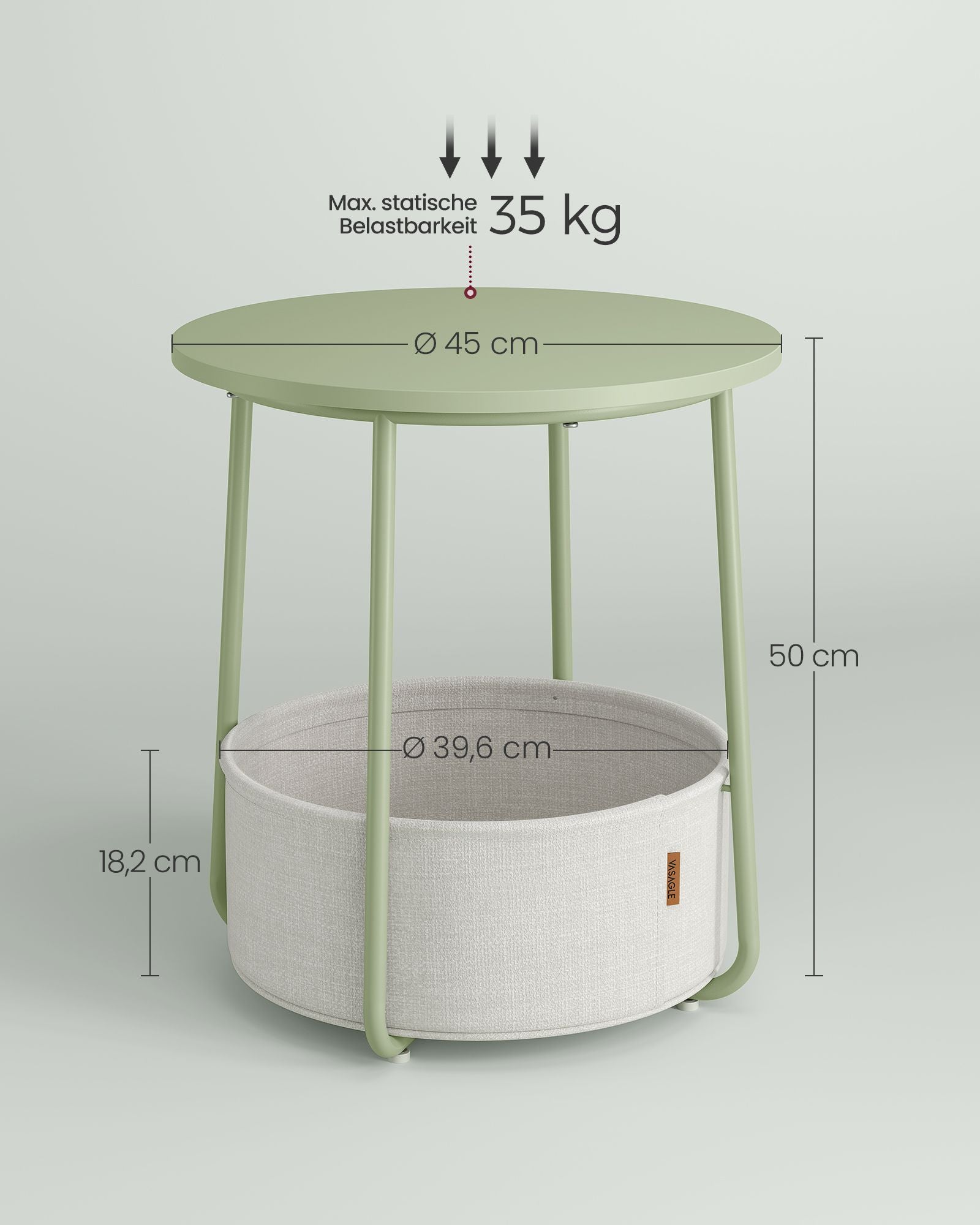 Stolik boczny, sage green, 45 cm