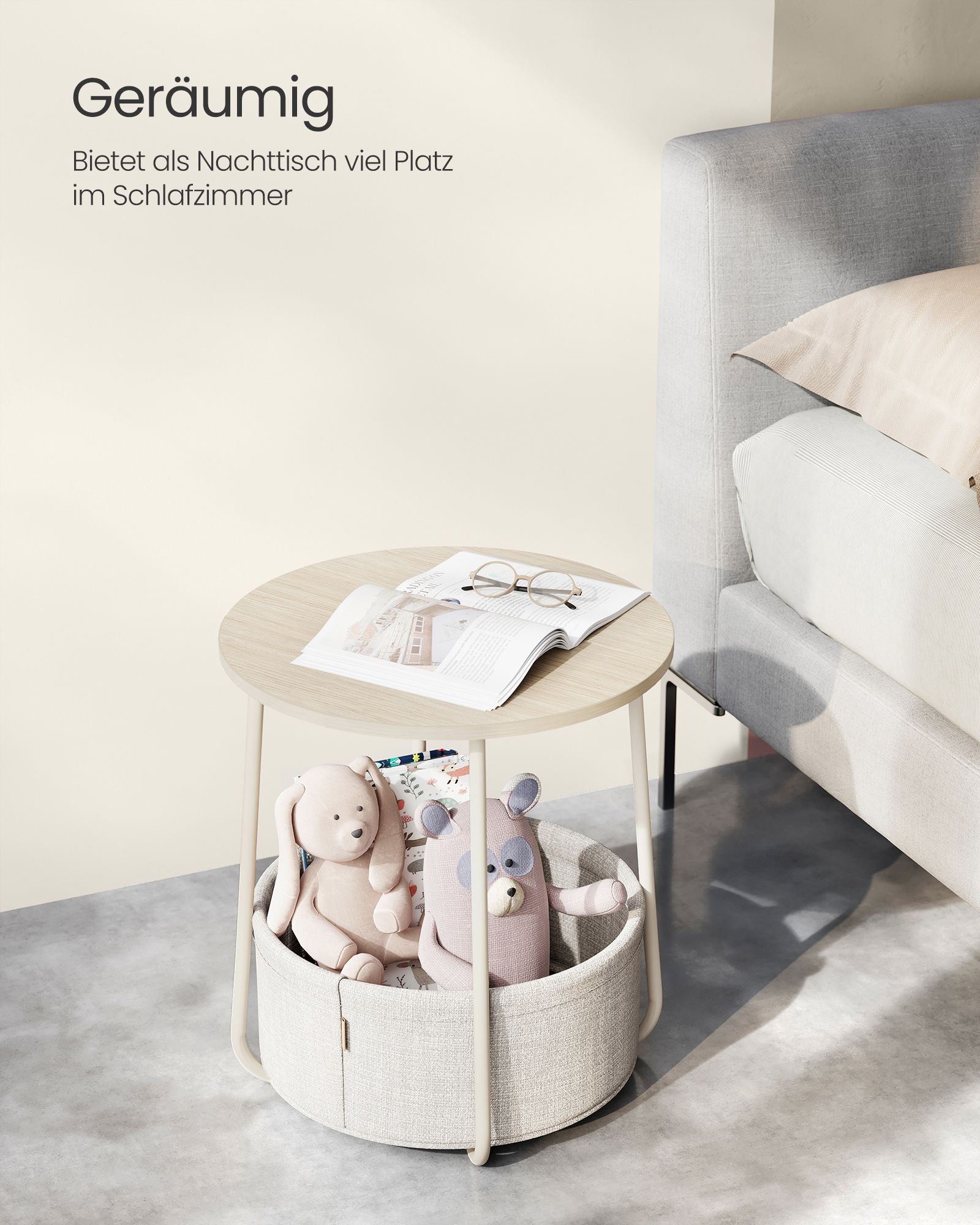 Stolik pomocniczy, natural beige, 45 cm