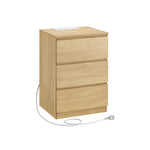 Stolik nocny z 3 szufladami i portami USB