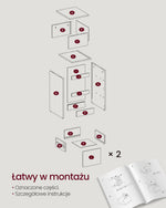 Wąski stolik nocny z dwiema szufladami czarny