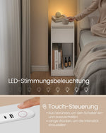 Zestaw 2 białych stolików nocnych z LED i USB
