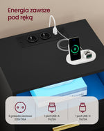 Zestaw 2 stolików nocnych z ładowaniem czarnych