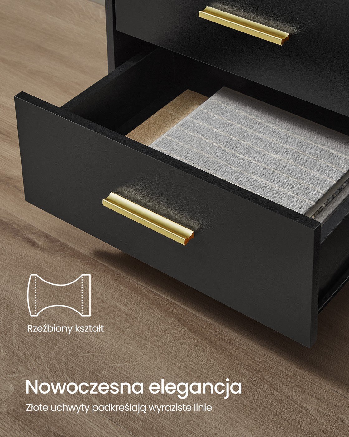 Zestaw 2 stolików nocnych z ładowaniem czarnych