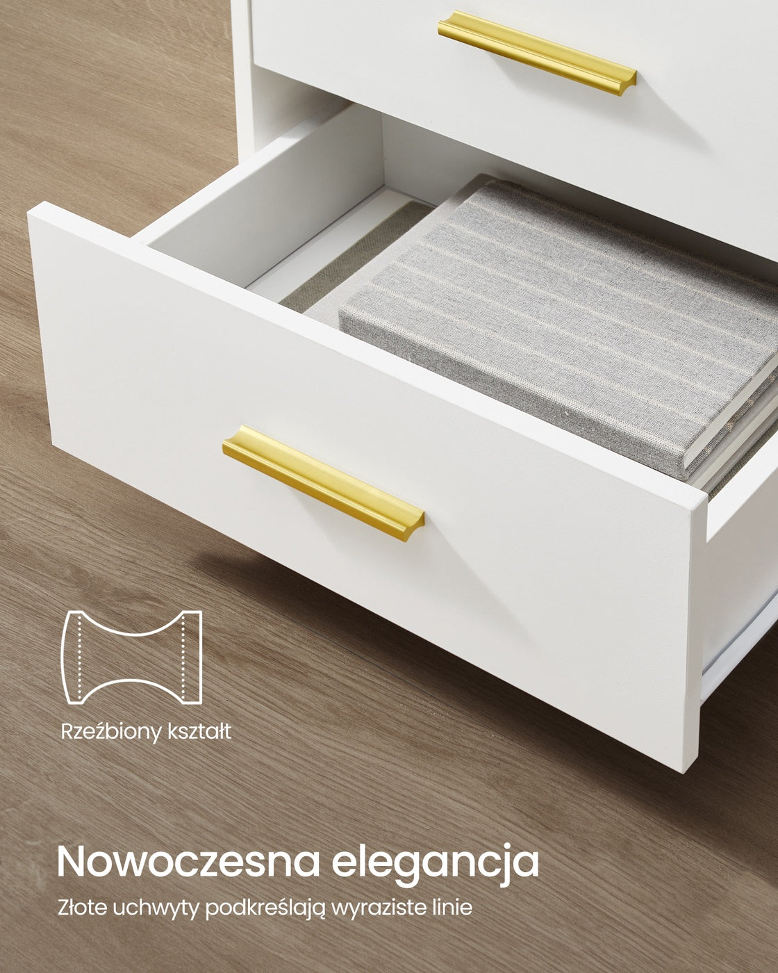 Zestaw 2 białych stolików nocnych z ładowaniem