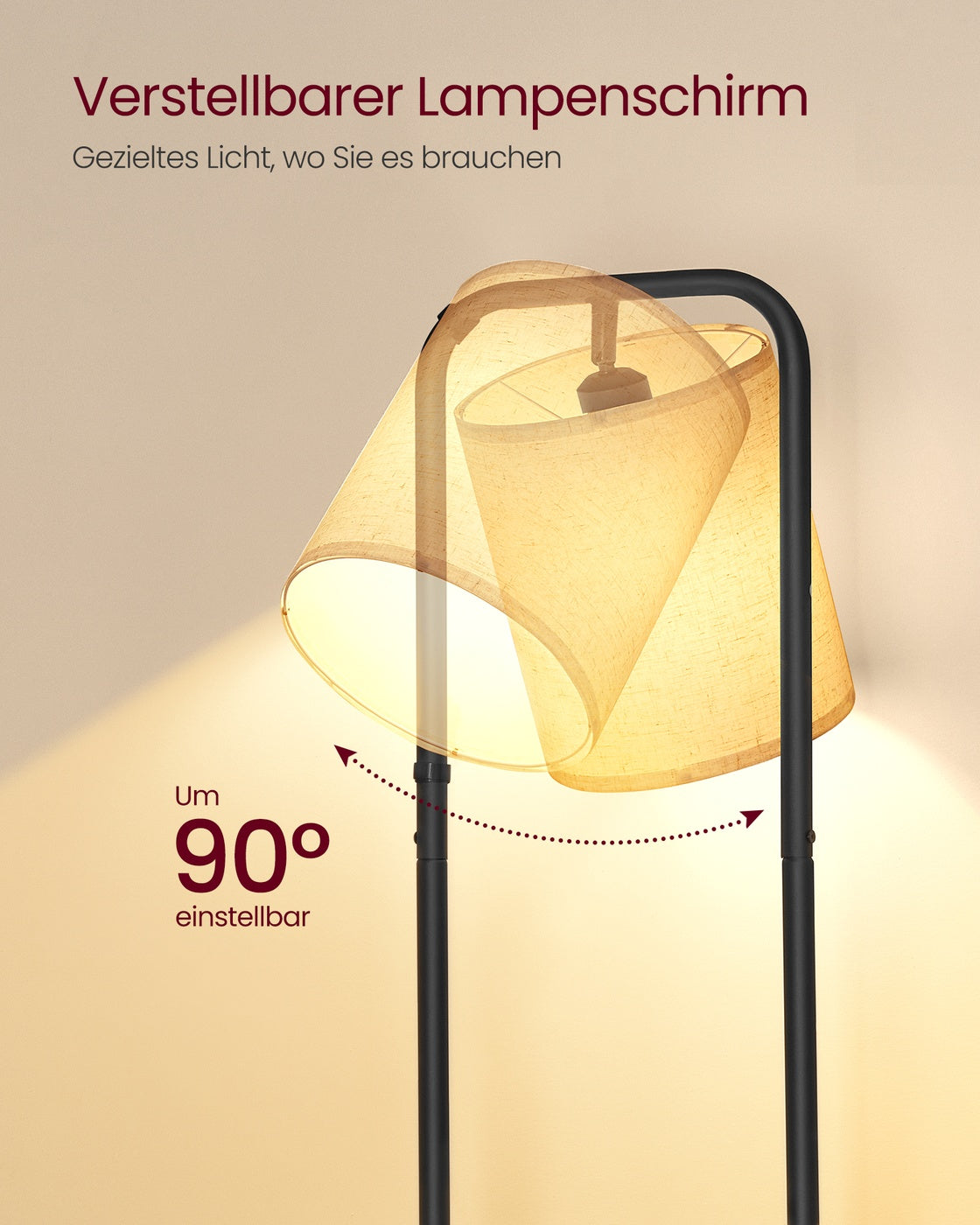 Lampa stojąca z 3 półkami czarna