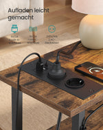 Stolik nocny z LED, gniazdkiem i portem USB