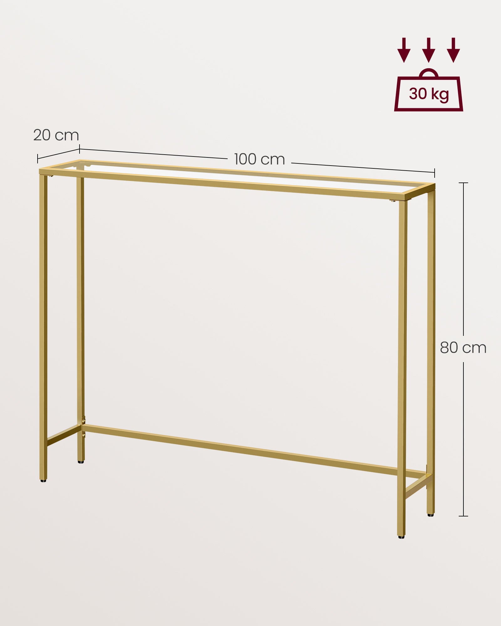 Konsola, pale gold, 100 cm