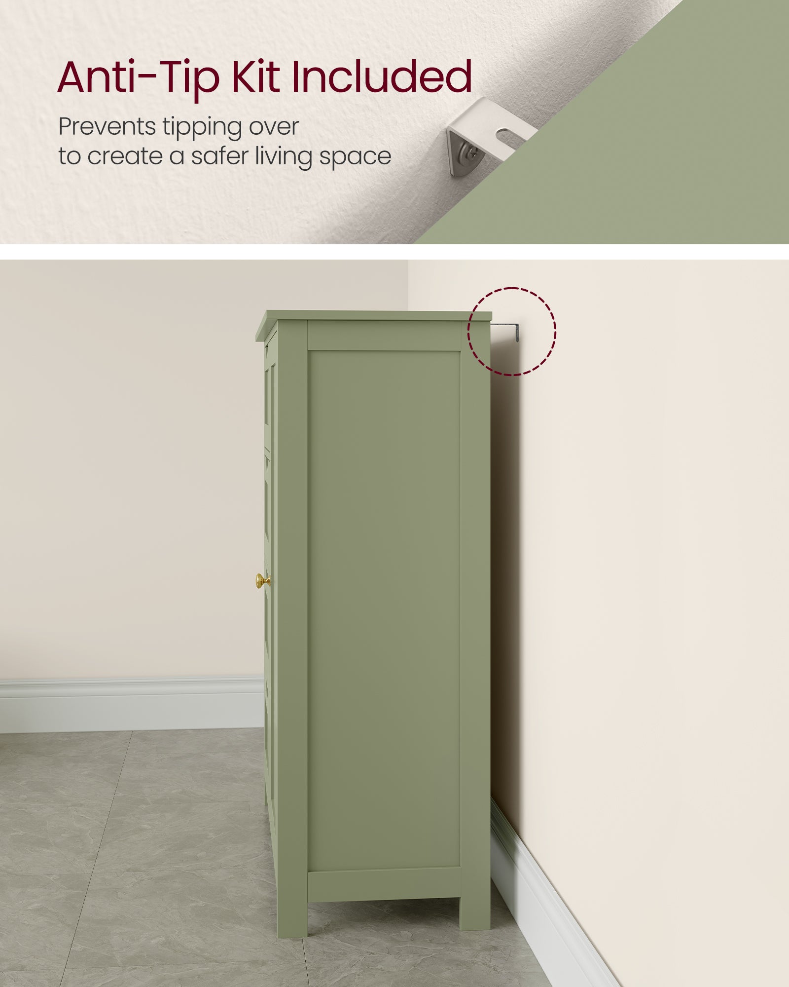 Szafka łazienkowa, sage green, 55 cm