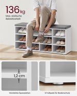 Ławka na buty, biały, 104 cm