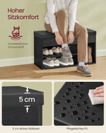 Ławka na buty z schowkiem 30x80x44 cm czarna