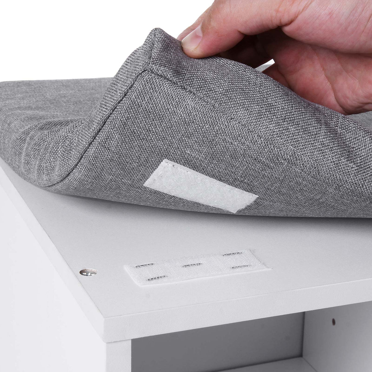 Ławka na buty z 10 przegródkami biała ze szarym