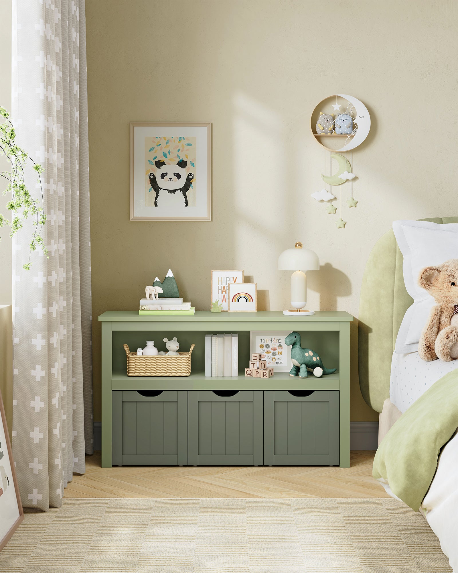 Ławka na buty, sage green, 102 cm