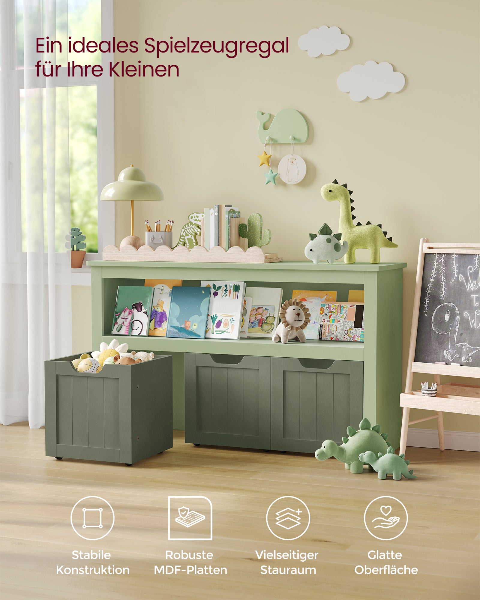 Ławka na buty, sage green, 102 cm