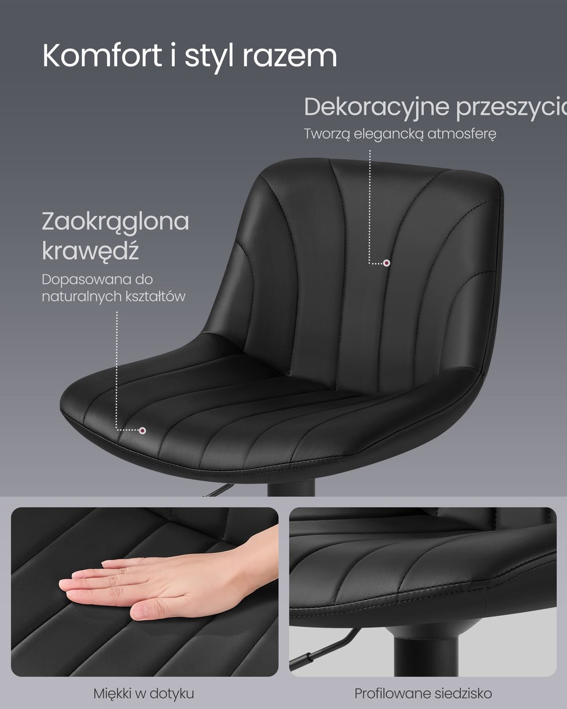 Zestaw 2 hokerów barowych czarnych regulowanych